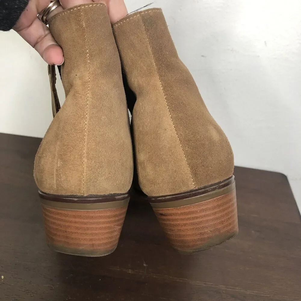 Jack Rogers Brown Suede Ankle Boots Tassel Side Zipper Women’s Size 9M